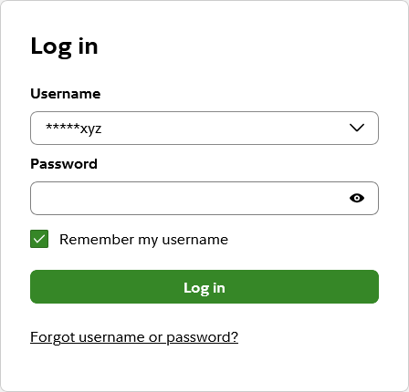 Login form at Fidelity with a username and password field